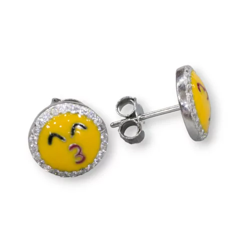 Orecchini Di Argento 925 Emoji E Zirconi 10mm MOD1-ARGENTO 925 DESIGN ITALY | Worldofjewel.com