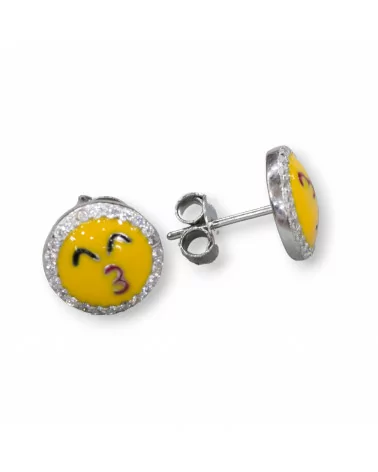 Orecchini Di Argento 925 Emoji E Zirconi 10mm MOD1-ARGENTO 925 DESIGN ITALY | Worldofjewel.com