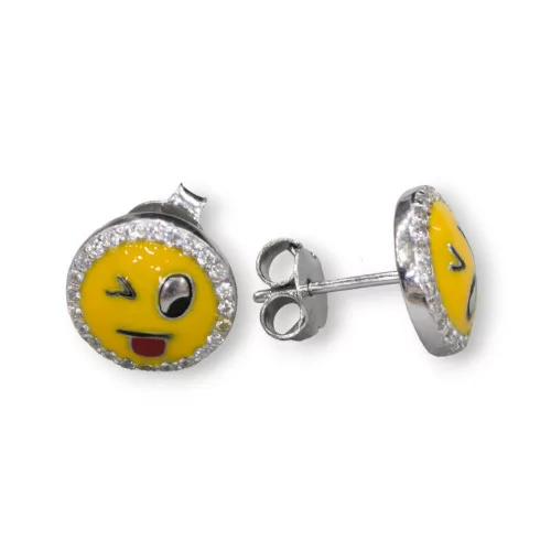 Orecchini Di Argento 925 Emoji E Zirconi 10mm MOD2-ARGENTO 925 DESIGN ITALY | Worldofjewel.com