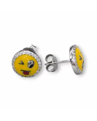 Orecchini Di Argento 925 Emoji E Zirconi 10mm MOD2-ARGENTO 925 DESIGN ITALY | Worldofjewel.com