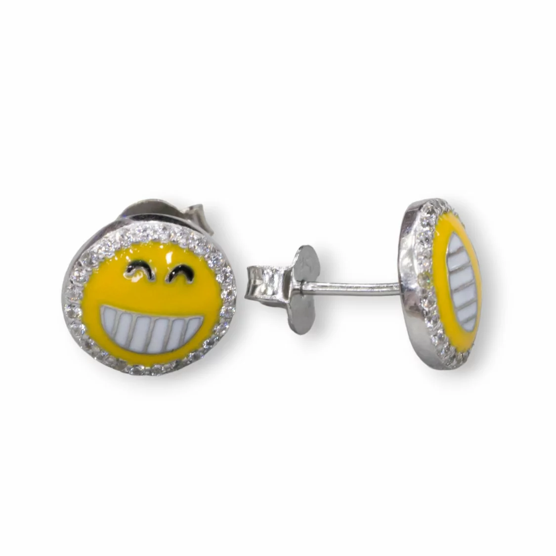 Orecchini Di Argento 925 Emoji E Zirconi 10mm MOD3-ARGENTO 925 DESIGN ITALY | Worldofjewel.com