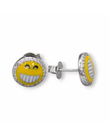 Orecchini Di Argento 925 Emoji E Zirconi 10mm MOD3-ARGENTO 925 DESIGN ITALY | Worldofjewel.com