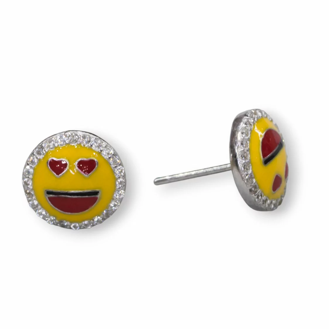 Orecchini Di Argento 925 Emoji E Zirconi 10mm MOD7-ARGENTO 925 DESIGN ITALY | Worldofjewel.com