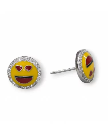 Orecchini Di Argento 925 Emoji E Zirconi 10mm MOD7-ARGENTO 925 DESIGN ITALY | Worldofjewel.com