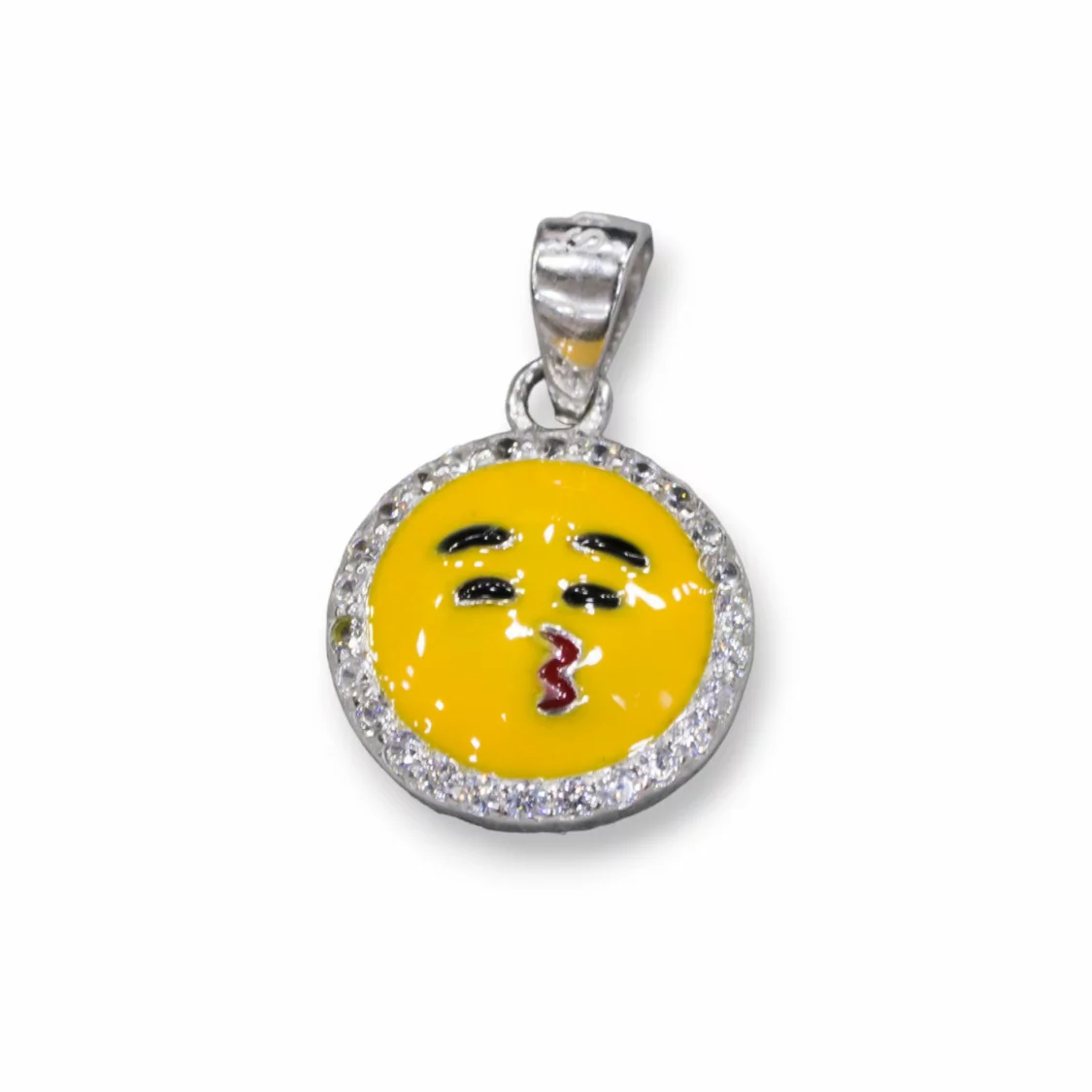 Pendente Ciondolo Di Argento 925 Emoji E Zirconi 10mm MOD1-ARGENTO 925 DESIGN ITALY | Worldofjewel.com