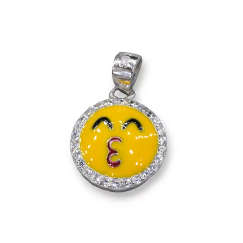 Pendente Ciondolo Di Argento 925 Emoji E Zirconi 10mm MOD2-ARGENTO 925 DESIGN ITALY | Worldofjewel.com