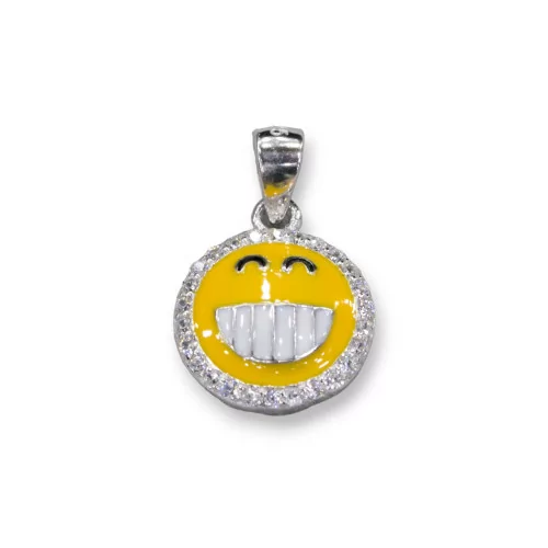 Pendente Ciondolo Di Argento 925 Emoji E Zirconi 10mm MOD3-ARGENTO 925 DESIGN ITALY | Worldofjewel.com