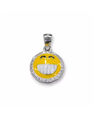 Pendente Ciondolo Di Argento 925 Emoji E Zirconi 10mm MOD3-ARGENTO 925 DESIGN ITALY | Worldofjewel.com