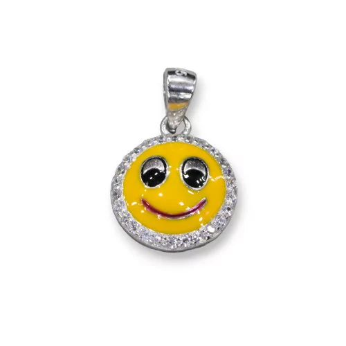 Pendente Ciondolo Di Argento 925 Emoji E Zirconi 10mm MOD4-ARGENTO 925 DESIGN ITALY | Worldofjewel.com