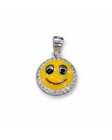 Pendente Ciondolo Di Argento 925 Emoji E Zirconi 10mm MOD4-ARGENTO 925 DESIGN ITALY | Worldofjewel.com