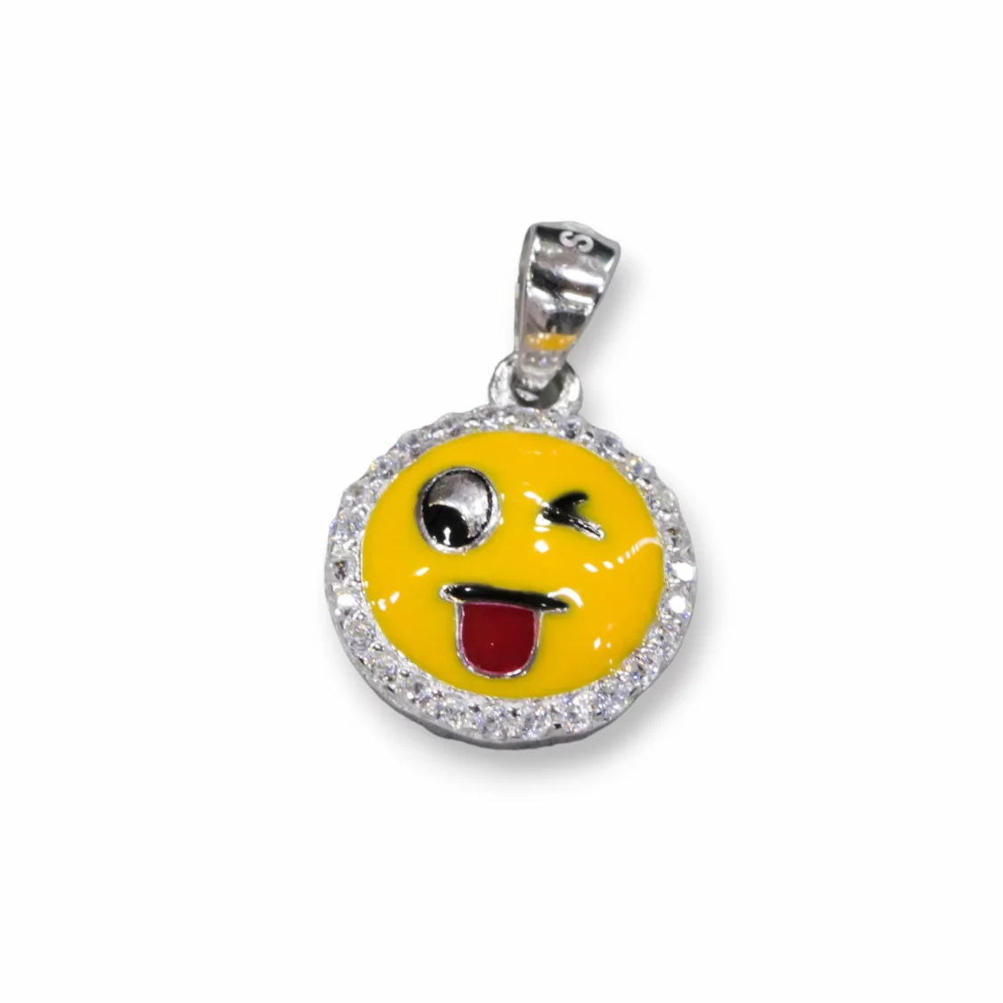 Pendente Ciondolo Di Argento 925 Emoji E Zirconi 10mm MOD5-ARGENTO 925 DESIGN ITALY | Worldofjewel.com