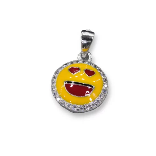 Pendente Ciondolo Di Argento 925 Emoji E Zirconi 10mm MOD7-ARGENTO 925 DESIGN ITALY | Worldofjewel.com