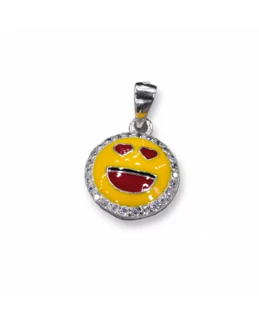 Pendente Ciondolo Di Argento 925 Emoji E Zirconi 10mm MOD7-ARGENTO 925 DESIGN ITALY | Worldofjewel.com