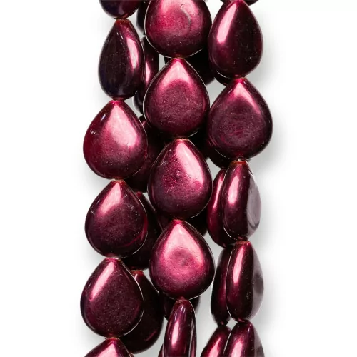 Perle di Maiorca Rosso Vinaccia Gocce Piatto 13x15mm-PERLE ROSSE | Worldofjewel.com