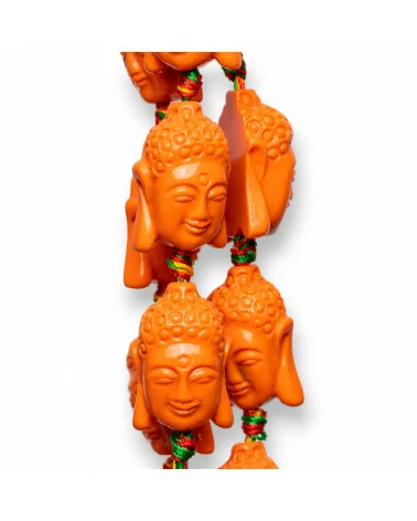 Perline Di Resina A Filo Buddha 16x23mm 15pz Arancio-RESINA A FILO | Worldofjewel.com