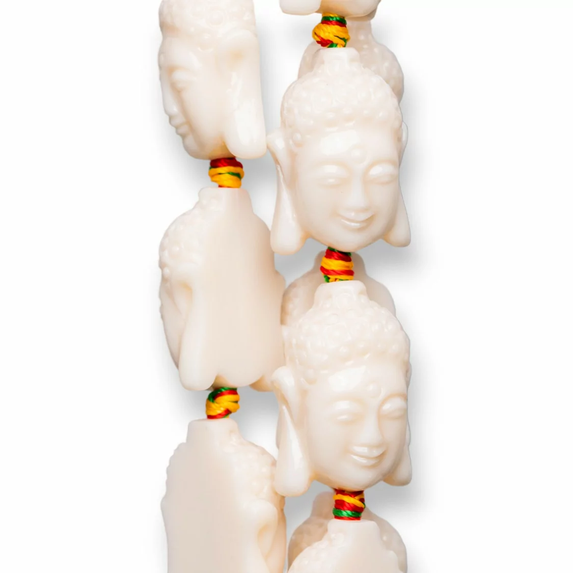 Perline Di Resina A Filo Buddha 16x23mm 15pz Bianco-RESINA A FILO | Worldofjewel.com