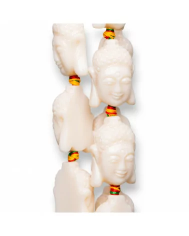 Perline Di Resina A Filo Buddha 16x23mm 15pz Bianco-RESINA A FILO | Worldofjewel.com