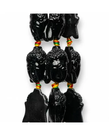 Perline Di Resina A Filo Buddha 16x23mm 15pz Nero-RESINA A FILO | Worldofjewel.com