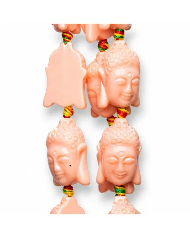 Perline Di Resina A Filo Buddha 16x23mm 15pz Rosa Chiaro-RESINA A FILO | Worldofjewel.com