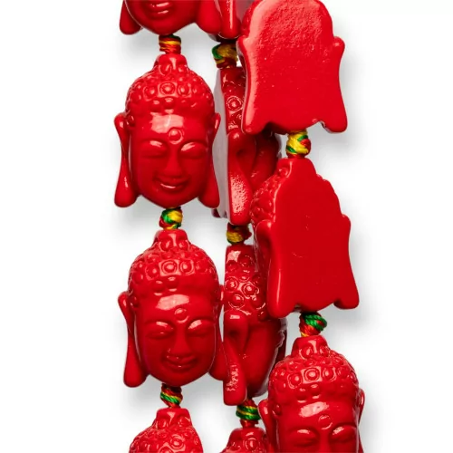 Perline Di Resina A Filo Buddha 16x23mm 15pz Rosso-RESINA A FILO | Worldofjewel.com