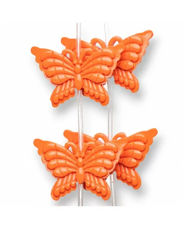 Perline Di Resina A Filo Farfalla Bifaccia 38x25mm 11pz - Arancio-RESINA A FILO | Worldofjewel.com