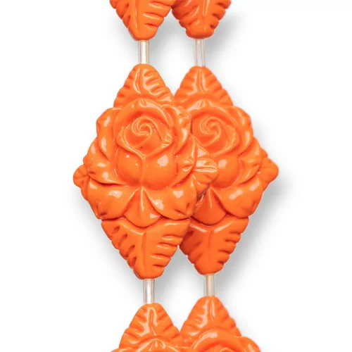 Perline Di Resina A Filo Rombo 35x45mm 8pz Arancio-RESINA A FILO | Worldofjewel.com