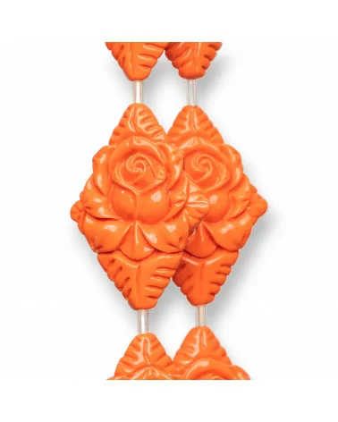 Perline Di Resina A Filo Rombo 35x45mm 8pz Arancio-RESINA A FILO | Worldofjewel.com