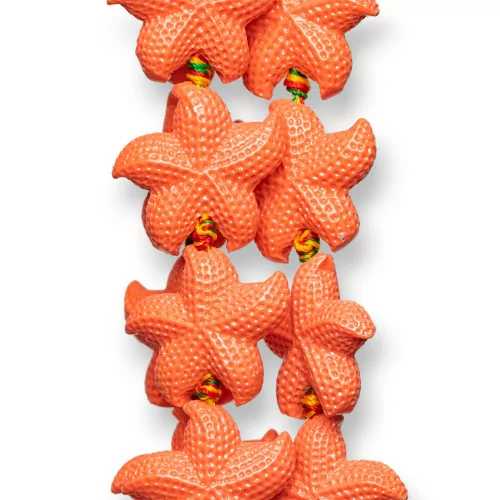 Perline Di Resina A Filo Stelle Marine 23mm 14pz Arancio-Rosa-RESINA A FILO | Worldofjewel.com