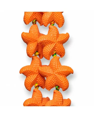 Perline Di Resina A Filo Stelle Marine 28mm 12pz Arancio-RESINA A FILO | Worldofjewel.com