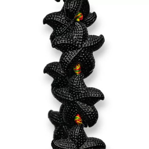 Perline Di Resina A Filo Stelle Marine 28mm 12pz Nero-RESINA A FILO | Worldofjewel.com