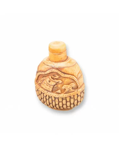 Oggettistica Netsuke di Osso Inciso a Mano 1pz 43x60mm-NETSUKE DI OSSO | Worldofjewel.com