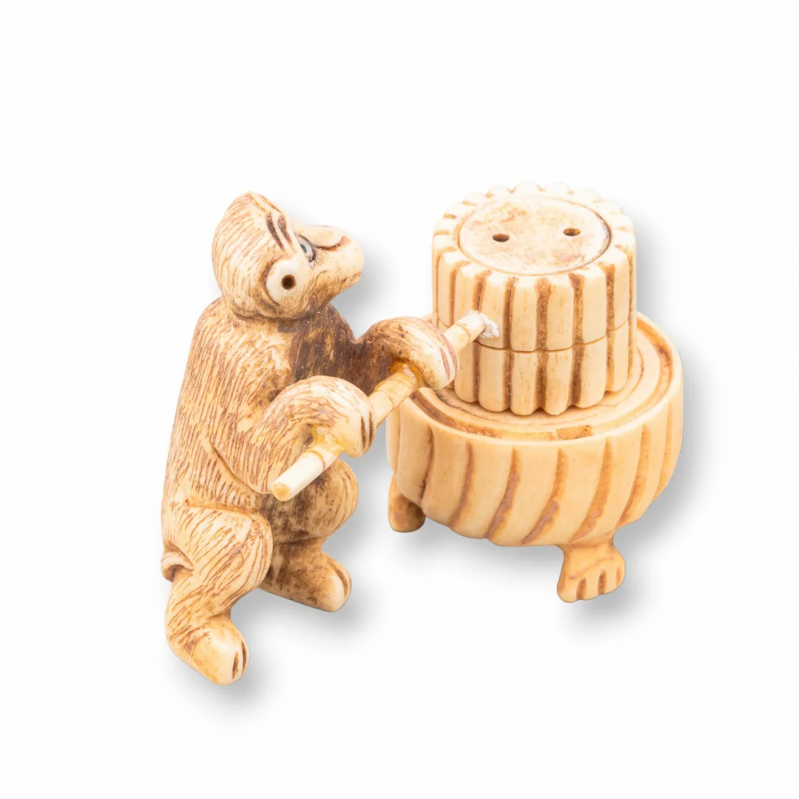 Oggettistica Netsuke di Osso Inciso a Mano 1pz 70x60mm-NETSUKE DI OSSO | Worldofjewel.com