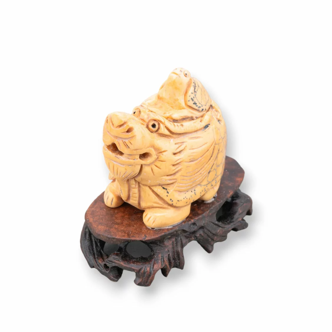 Oggettistica Netsuke di Osso Inciso a Mano 1pz 60x55mm-NETSUKE DI OSSO | Worldofjewel.com