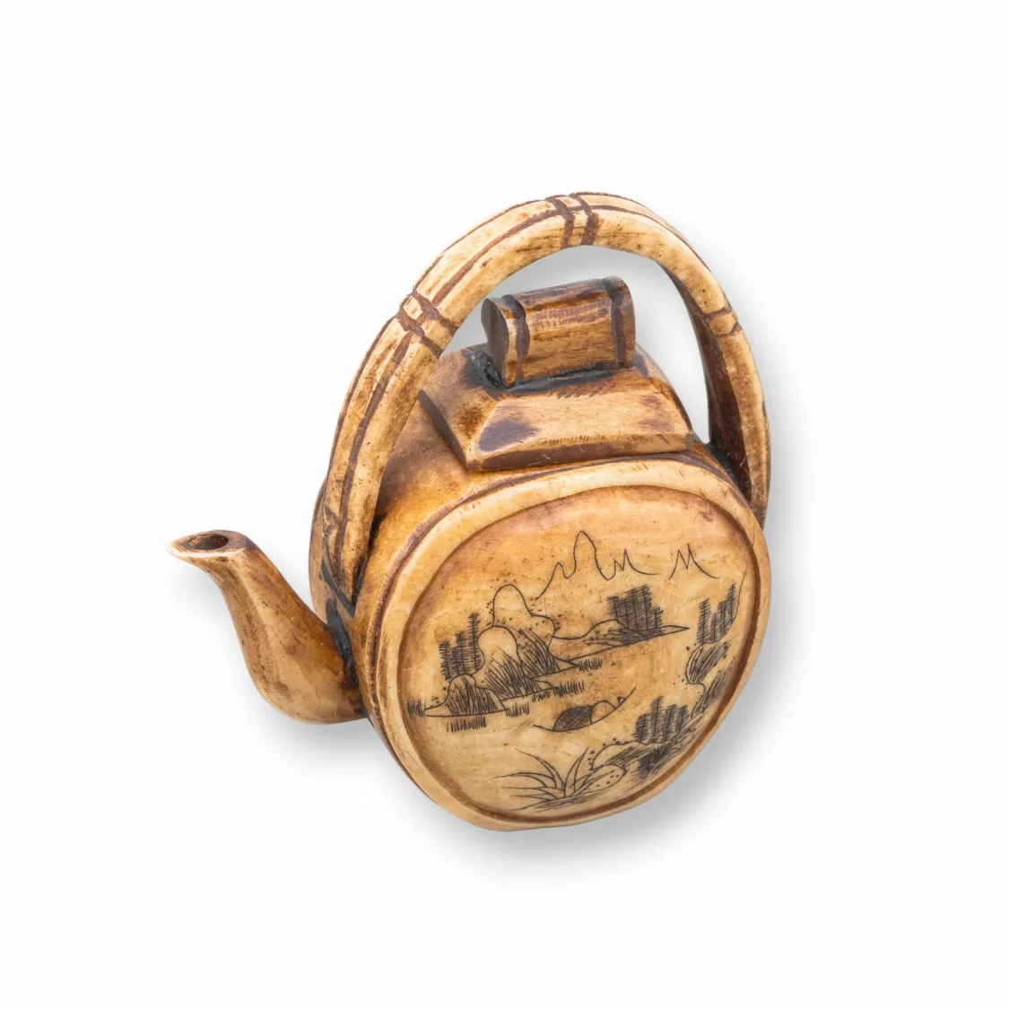 Oggettistica Netsuke di Osso Inciso a Mano 1pz 55x65mm-NETSUKE DI OSSO | Worldofjewel.com