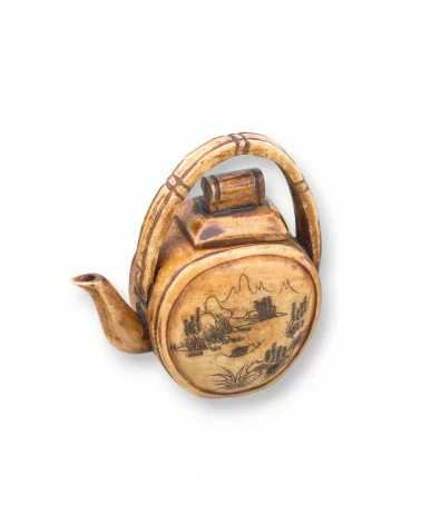 Oggettistica Netsuke di Osso Inciso a Mano 1pz 55x65mm-NETSUKE DI OSSO | Worldofjewel.com