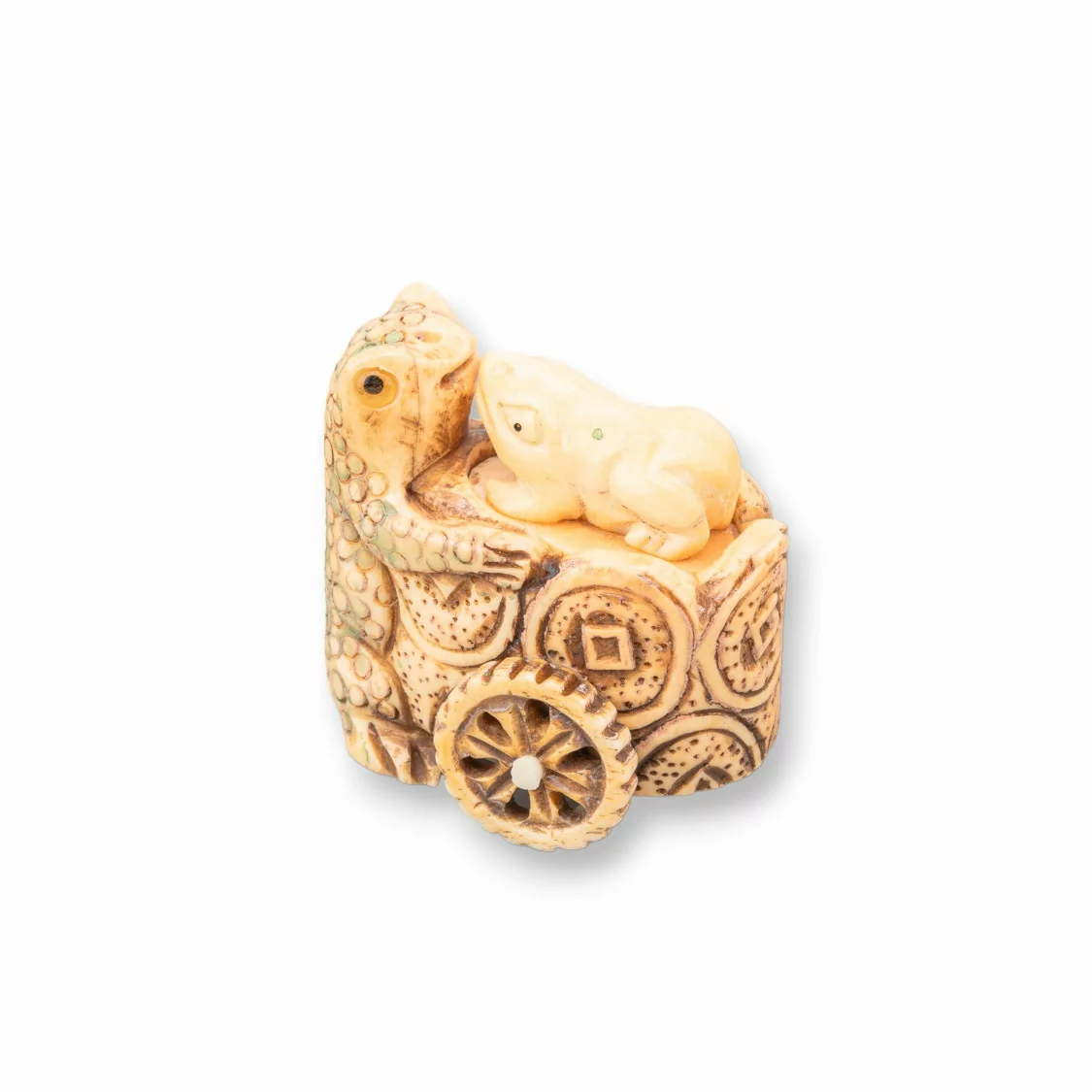 Oggettistica Netsuke di Osso Inciso a Mano 1pz 45x40mm-NETSUKE DI OSSO | Worldofjewel.com