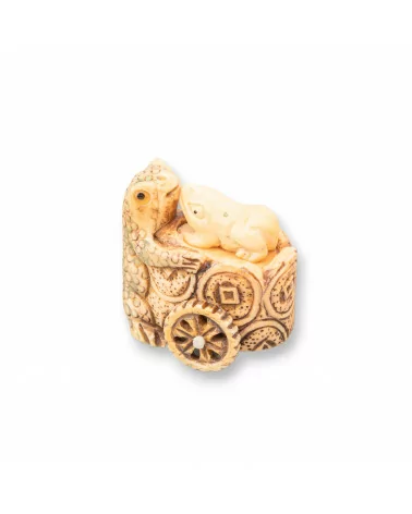 Oggettistica Netsuke di Osso Inciso a Mano 1pz 45x40mm-NETSUKE DI OSSO | Worldofjewel.com