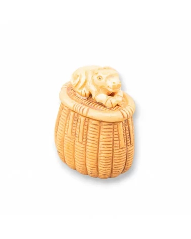 Oggettistica Netsuke di Osso Inciso a Mano 1pz 40x55mm-NETSUKE DI OSSO | Worldofjewel.com