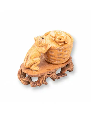 Oggettistica Netsuke di Osso Inciso a Mano 1pz 60x50mm-NETSUKE DI OSSO | Worldofjewel.com