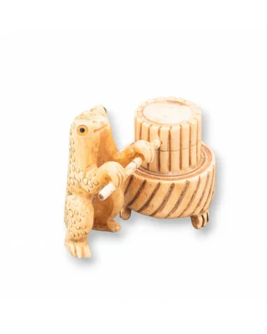 Oggettistica Netsuke di Osso Inciso a Mano 1pz 70x55mm-NETSUKE DI OSSO | Worldofjewel.com