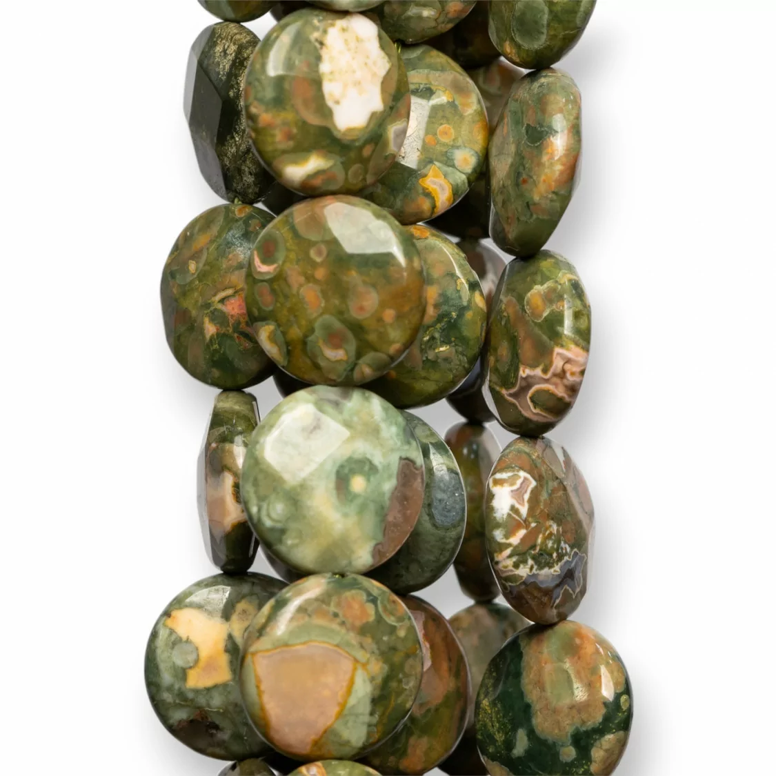 Riolite Tondo Piatto Sfaccettato 14mm Verde-RIOLITE | Worldofjewel.com