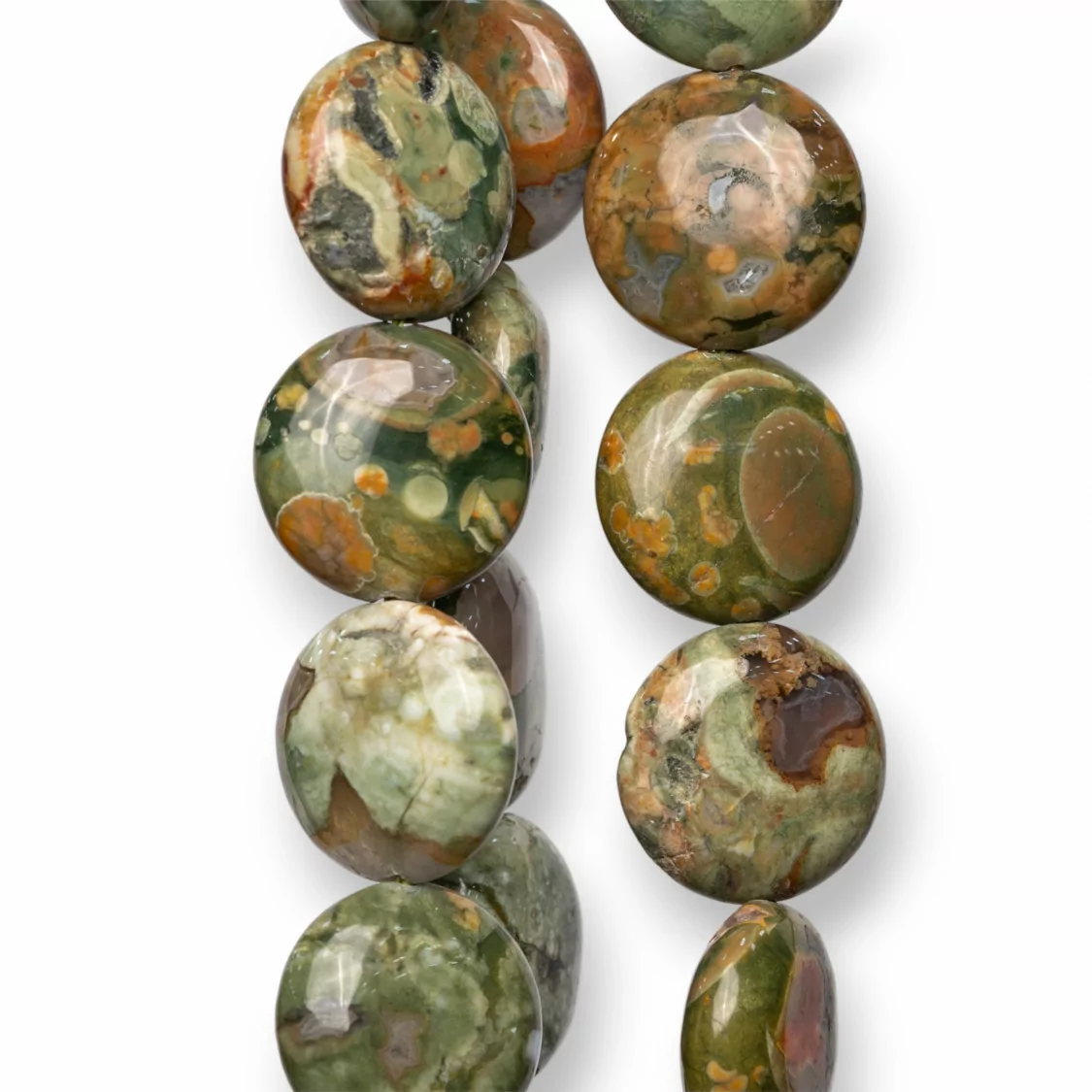 Riolite Tondo Piatto Liscio 14mm Verde-RIOLITE | Worldofjewel.com