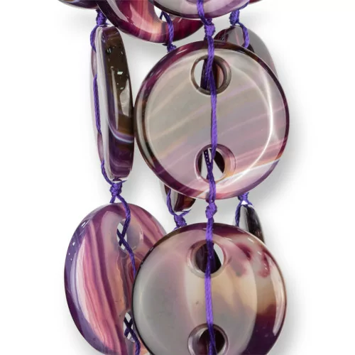 Agata Viola Striata Tondo Piatto Liscio Senza Foro Passante 45mm 8pz-AGATA VIOLA | Worldofjewel.com