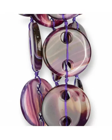 Agata Viola Striata Tondo Piatto Liscio Senza Foro Passante 45mm 8pz-AGATA VIOLA | Worldofjewel.com