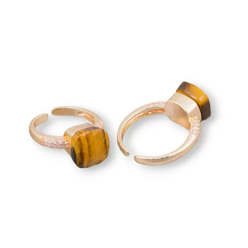 Anello Di Bronzo Con Occhio Di Gatto A Cuscinetto 10mm Con Zirconi Incastonato Occhio Di Tigre-ANELLI BRONZO E OCCHIO DI GATTO | Worldofjewel.com