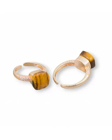 Anello Di Bronzo Con Occhio Di Gatto A Cuscinetto 10mm Con Zirconi Incastonato Occhio Di Tigre-ANELLI BRONZO E OCCHIO DI GATTO | Worldofjewel.com