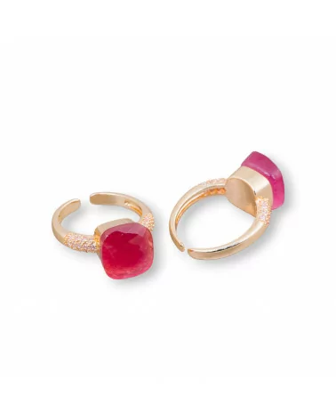 Anello Di Bronzo Con Occhio Di Gatto A Cuscinetto 10mm Con Zirconi Incastonato Rosso Trasparente-ANELLI BRONZO E OCCHIO DI GATTO | Worldofjewel.com