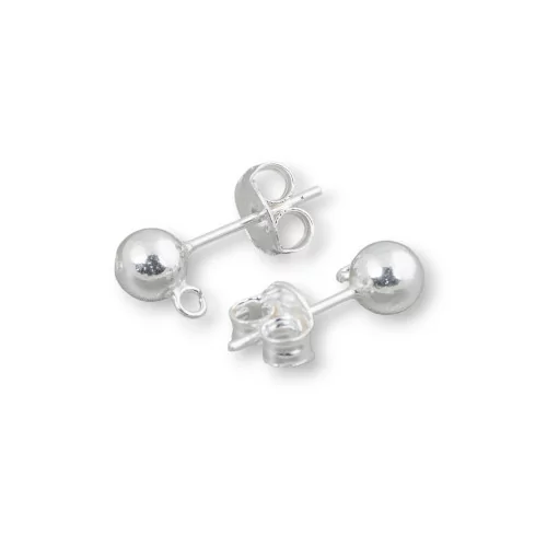 Base Per Orecchini Di Argento 925 Perno Con Pallina 5mm 4 Paia Completo Di Farfalline Argentato-BASI DI ARGENTO 925 | Worldofjewel.com