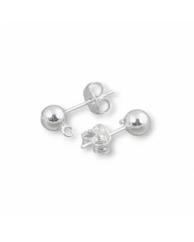 Base Per Orecchini Di Argento 925 Perno Con Pallina 5mm 4 Paia Completo Di Farfalline Argentato-BASI DI ARGENTO 925 | Worldofjewel.com