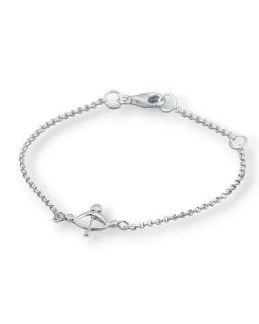 Bracciale Di Argento 925 Design Italy Con Centale Arco E Freccia Lunghezza 19cm-16,5cm Rodiato-BRACCIALI DI ARGENTO 925 | Worldofjewel.com